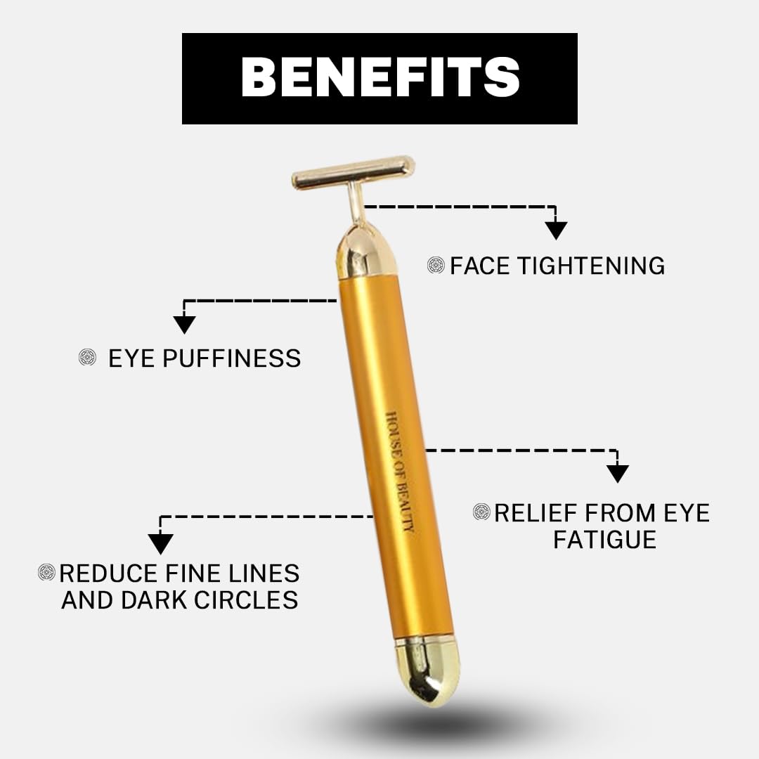 24K Gold Energy Beauty Bar Electric Facial Massage Roller