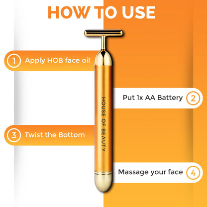 24K Gold Energy Beauty Bar Electric Facial Massage Roller