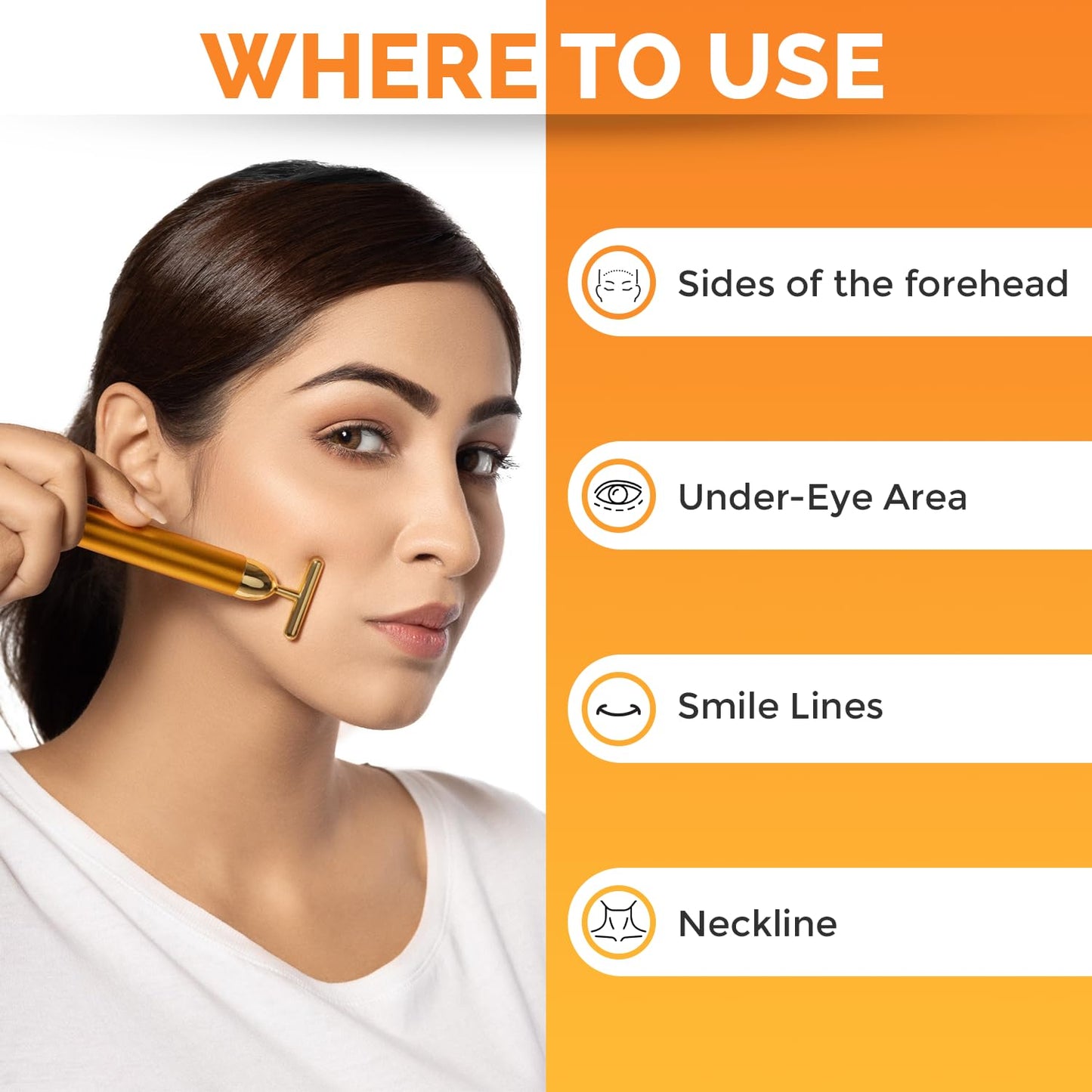 24K Gold Energy Beauty Bar Electric Facial Massage Roller