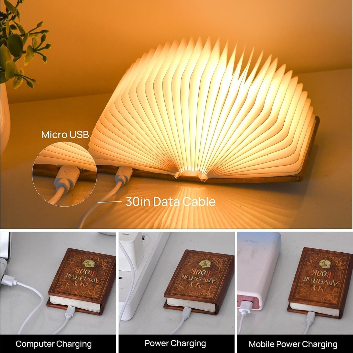 ✨ Folding Book Lamp – Magical Glow for Your Space